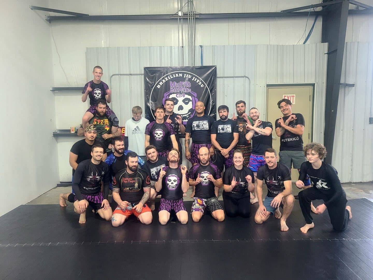 The adult team gathered under the Misfits banner